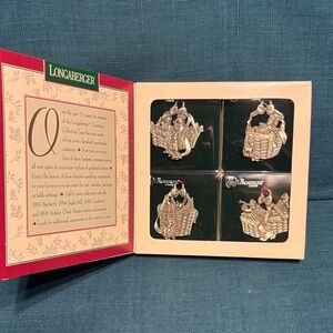 Longaberger 1997 Pewter Basket Ornament Set (Four)